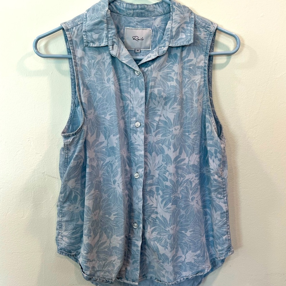 Rails Chambray Floral Button Down Tank